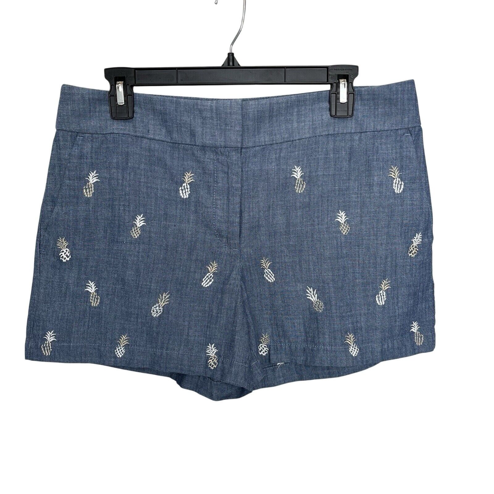 Loft Loft | Blue Chambray Pineapple Embroidered Rivera Shorts Size 28" / US 6 / IT 42 - 2 Thumbnail