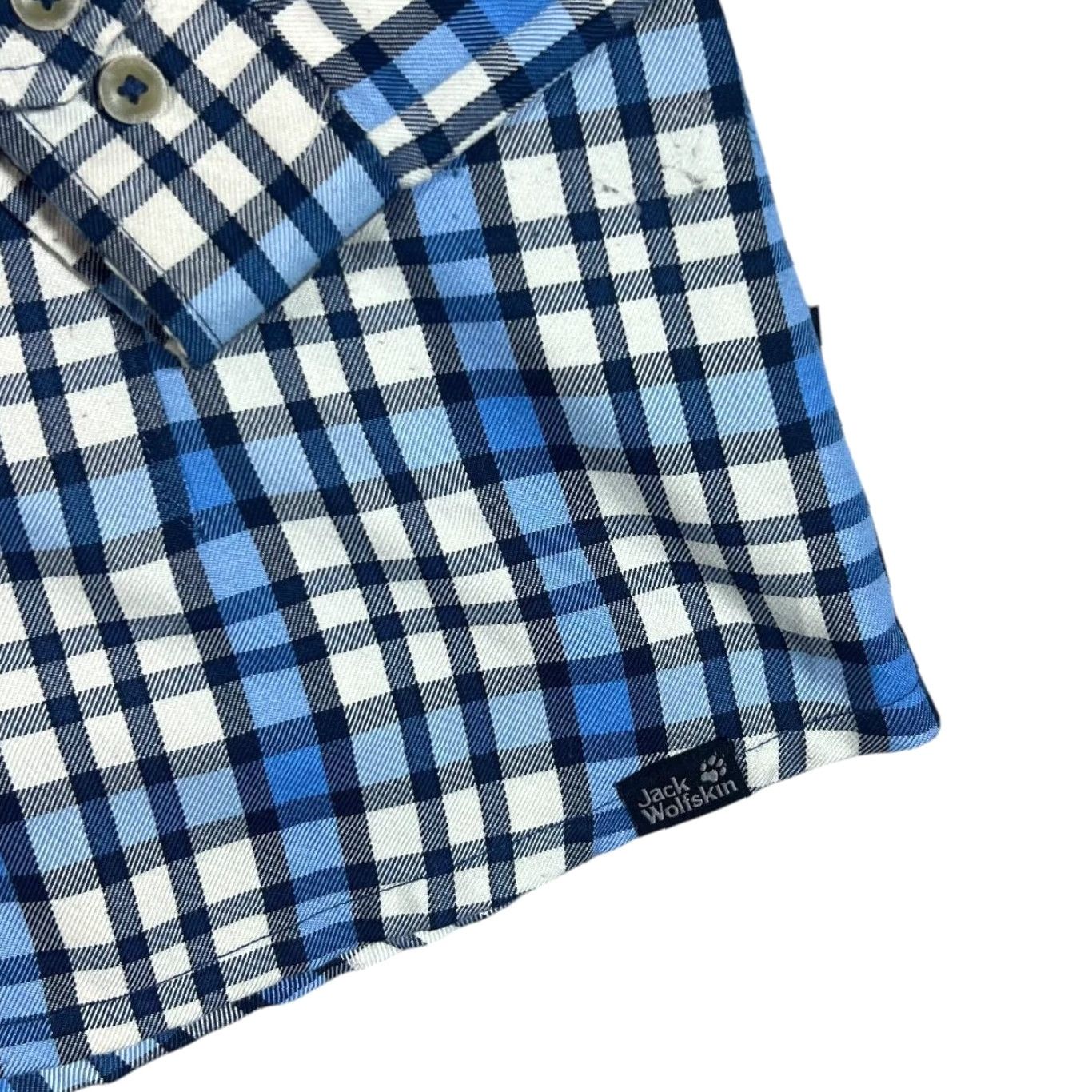 Jack Wolfskin JACK WOLFSKIN "QMC" Quick Moisture Control Plaid Check Long Sleeve Flannel Shirt Women's UK 6 Blue/White/Navy Check Ladies Shirt Womens XS-6 Size M / US 6-8 / IT 42-44 - 3 Thumbnail