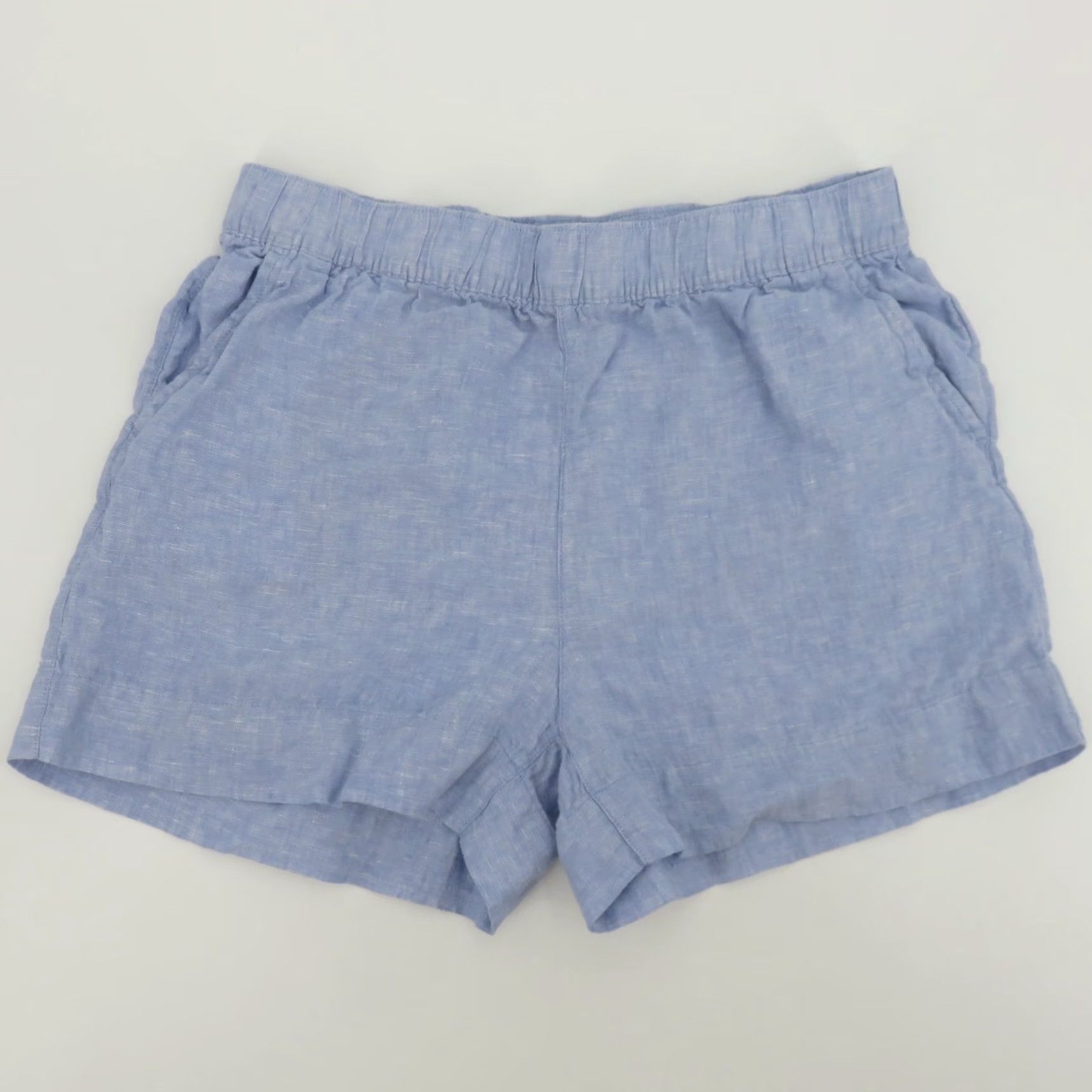 Vintage C&C California Women Large Blue Linen Shorts Stretch Waist Pockets Chino Casual Flat Front Pull On Size 36" / US 14 / IT 50 - 7 Thumbnail