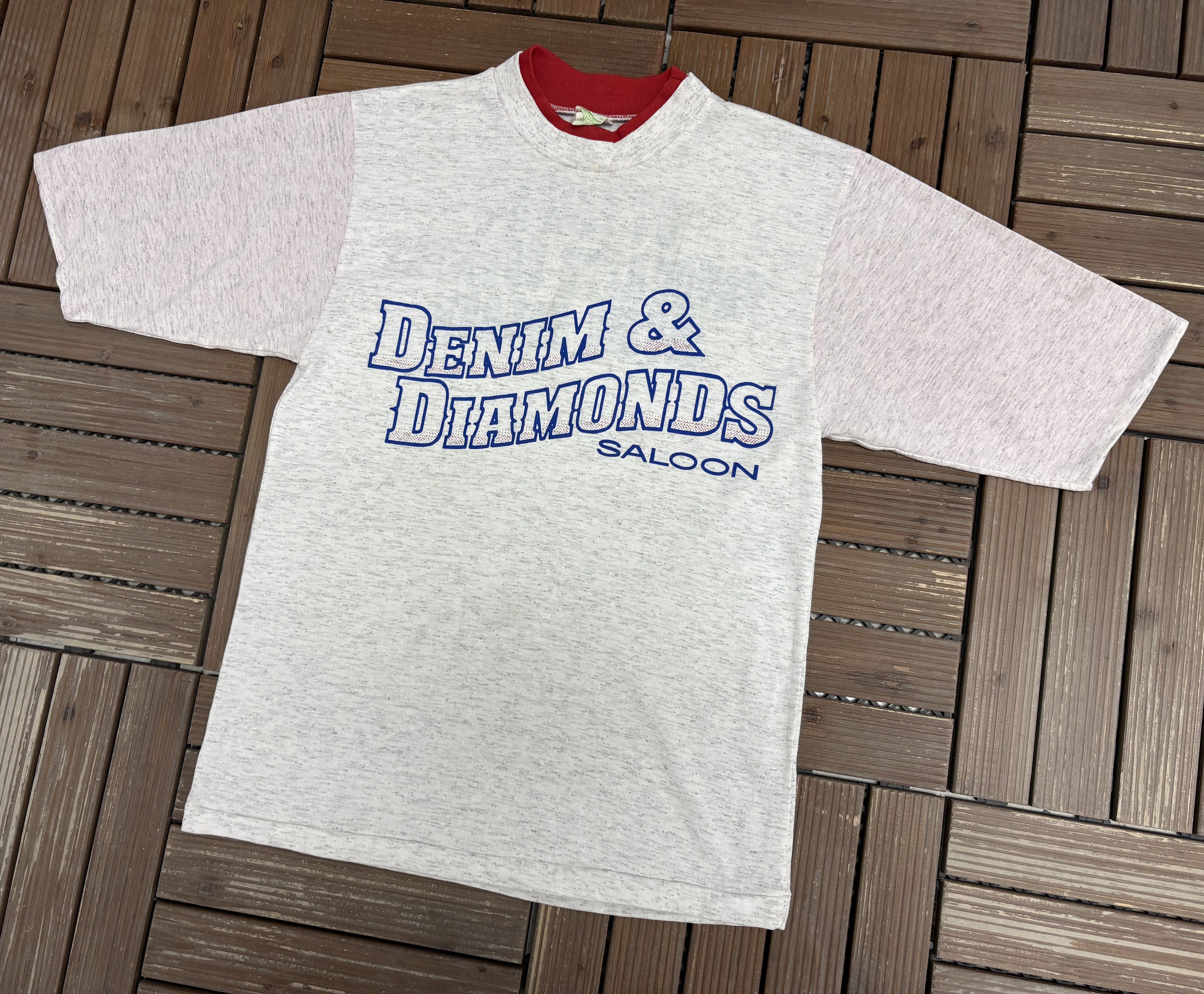 Vintage Denim & Diamonds Saloon Vintage Grey T-Shirt Tee Size US M / EU 48-50 / 2 - 3 Thumbnail