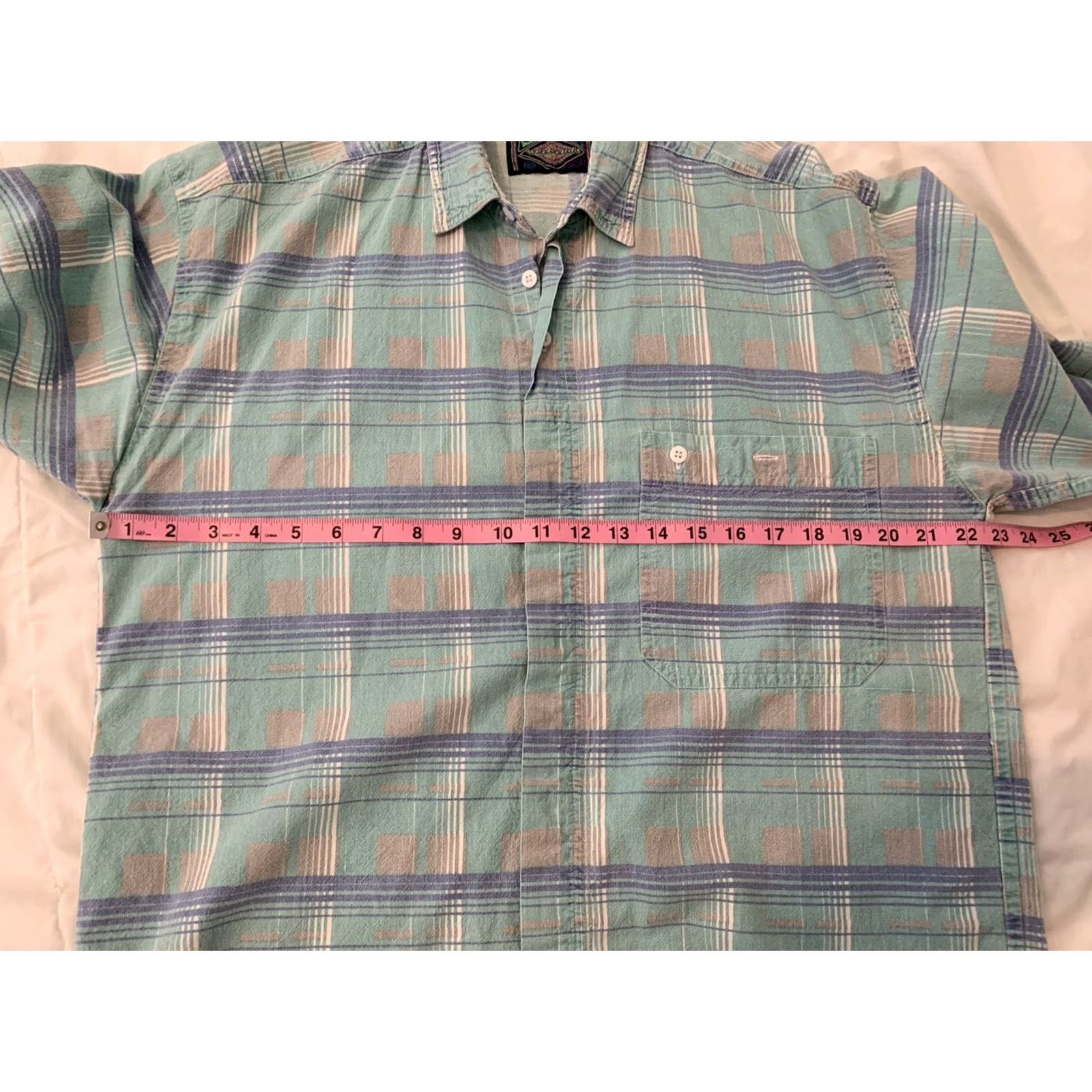 Vintage WEEKENDS VTG Blue Plaid Short Sleeve Button Front Shirt L Cotton, Weekends, Button-Up, Men, Blue, Size L Size US L / EU 52-54 / 3 - 4 Thumbnail