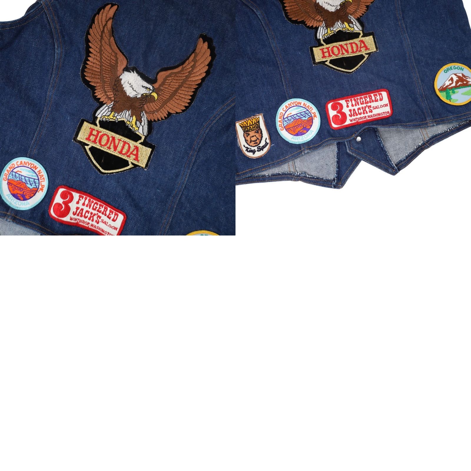 Wrangler VINTAGE Wrangler Honda Motorcycle Patches Denim Vest Blue USA Made M Mens 19"x25" Size US M / EU 48-50 / 2 - 9 Thumbnail