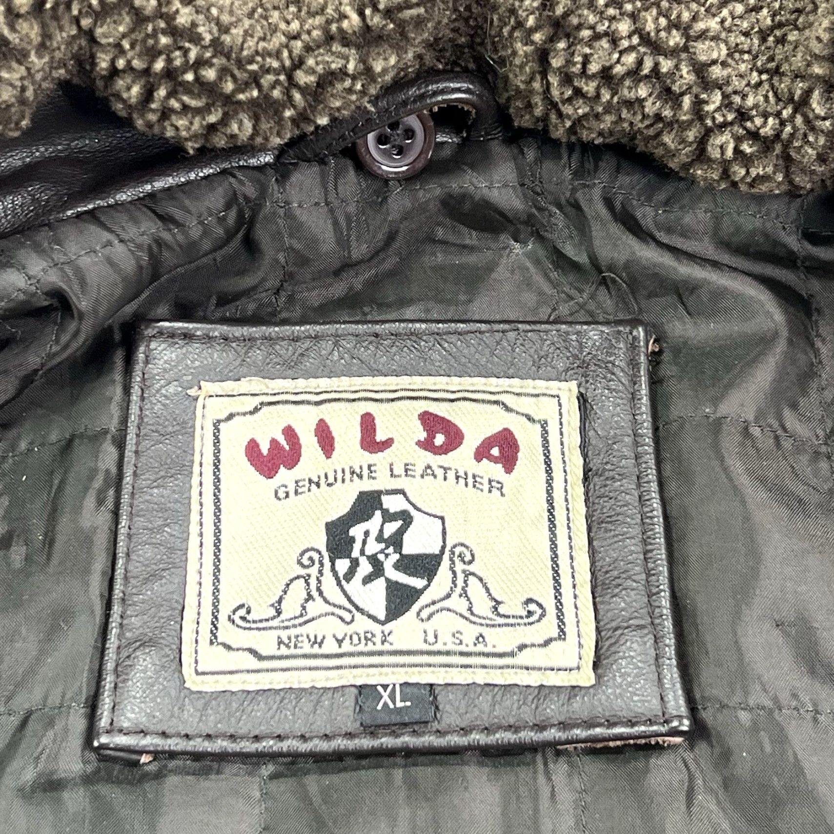 Vintage VINTAGE Wilda Aviator Jacket Mens XL Brown Genuine Leather Sherpa Collar Bomber Zip Snap Insulated Lined Pockets Size US XL / EU 56 / 4 - 7 Thumbnail