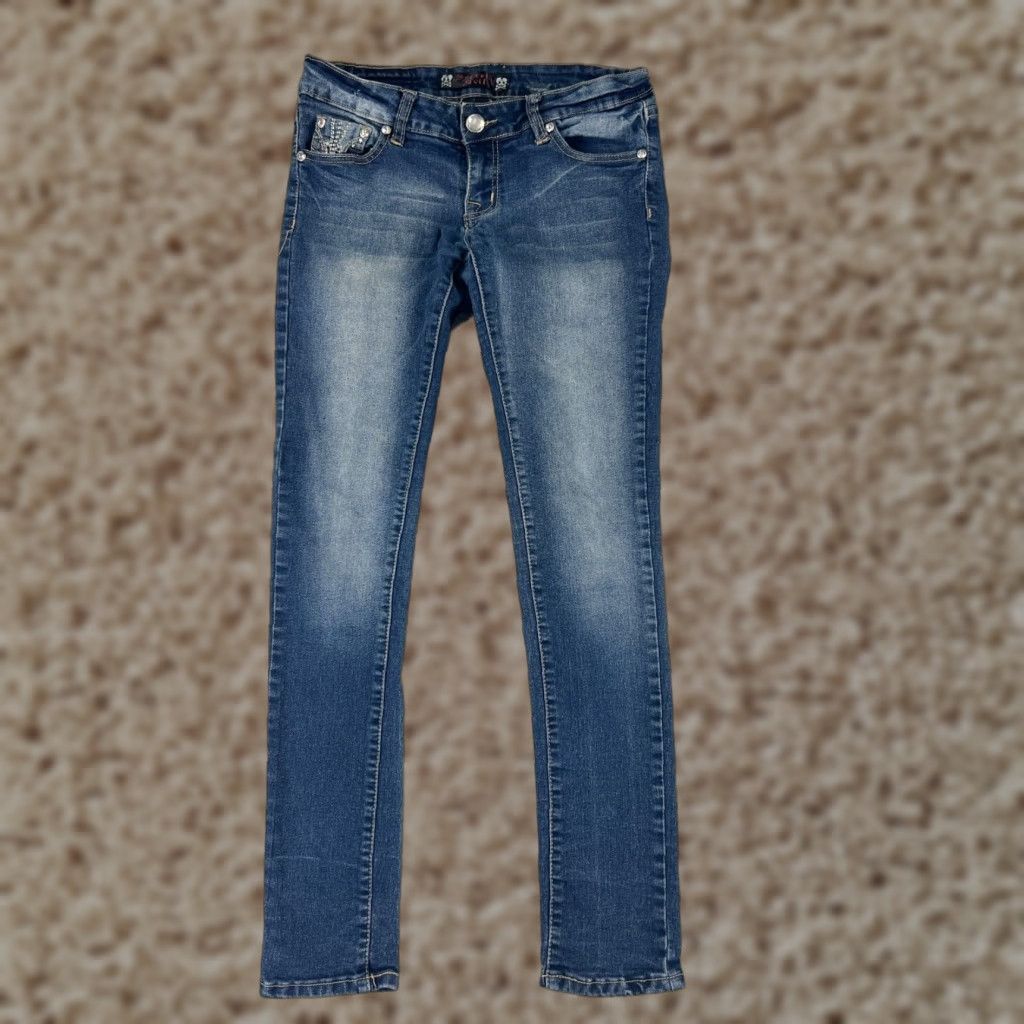 Denime Secretly Evil Jeans Womens Denin Skinny Blue 28x29 7 Low Rise 5-Pocket Cotton Denim Jeans Mens Womens Girls Size 28" / US 6 / IT 42 - 1 Thumbnail
