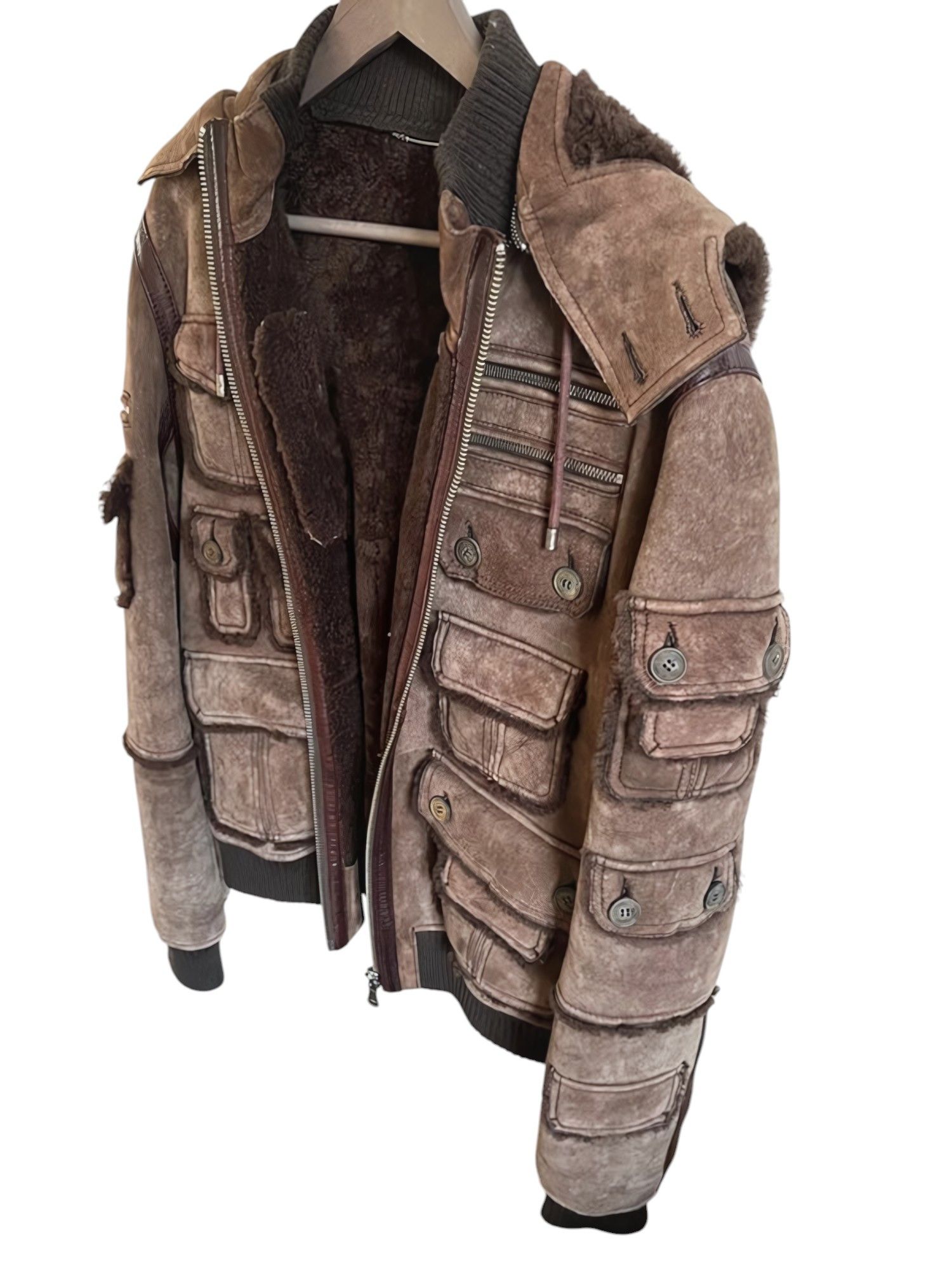Dolce & Gabbana SHEARLING SUEDE LEATHER MULTIPOCKET JACKET Size US L / EU 52-54 / 3 - 4 Thumbnail