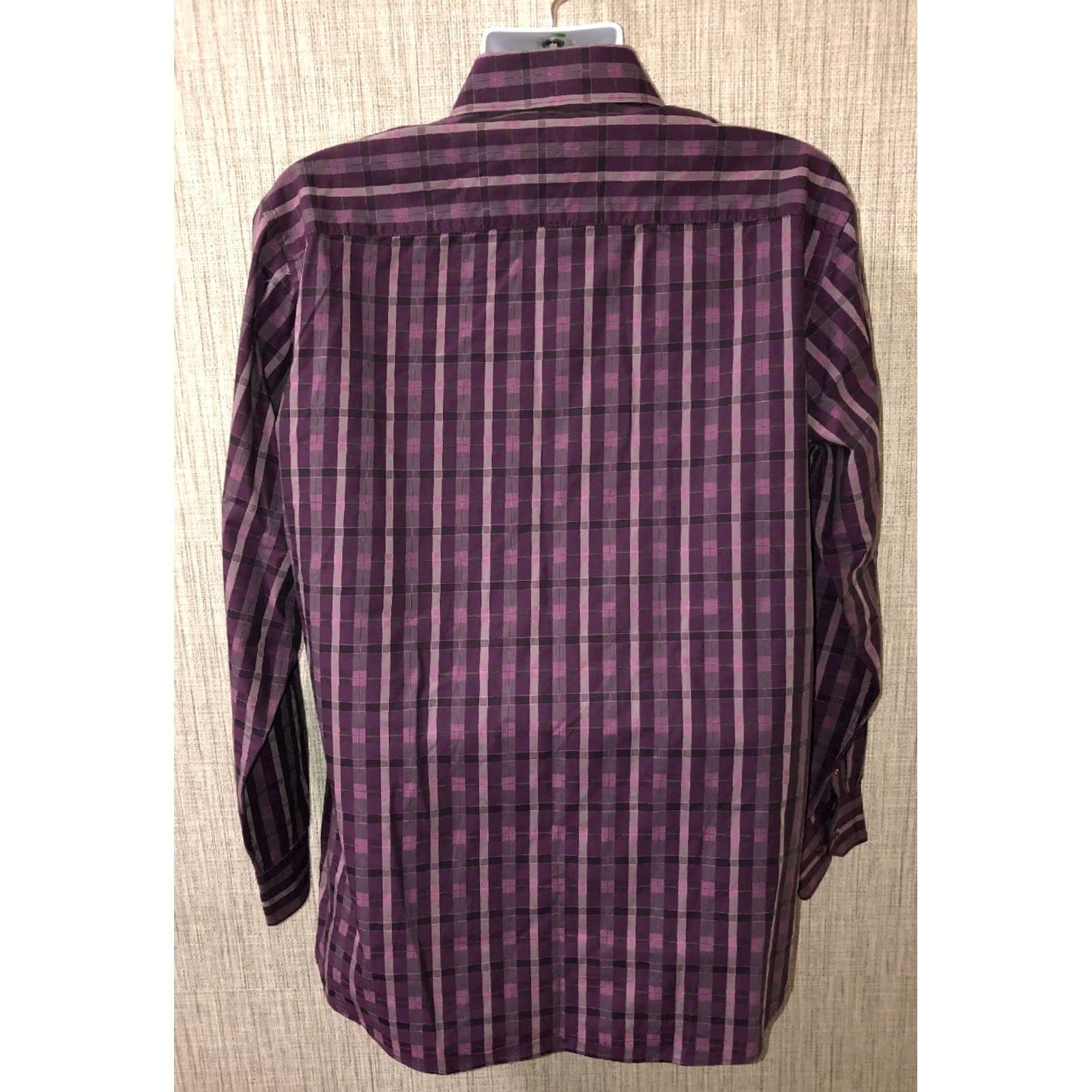 BUGATCHI Bugatchi Uomo Mens Shirt XL Purple Plaid Long Sleeve Button Front Size US XL / EU 56 / 4 - 4 Thumbnail