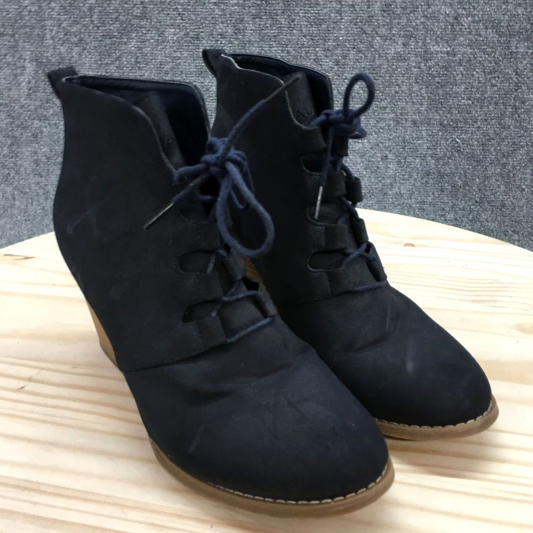 Nautica Nautica Boots Womens 8.5 Rhodes Ankle Booties Blue Faux Leather Wedge Lace Up Bootie Shoes Mens Womens Size US 9 / IT 39 - 3 Thumbnail