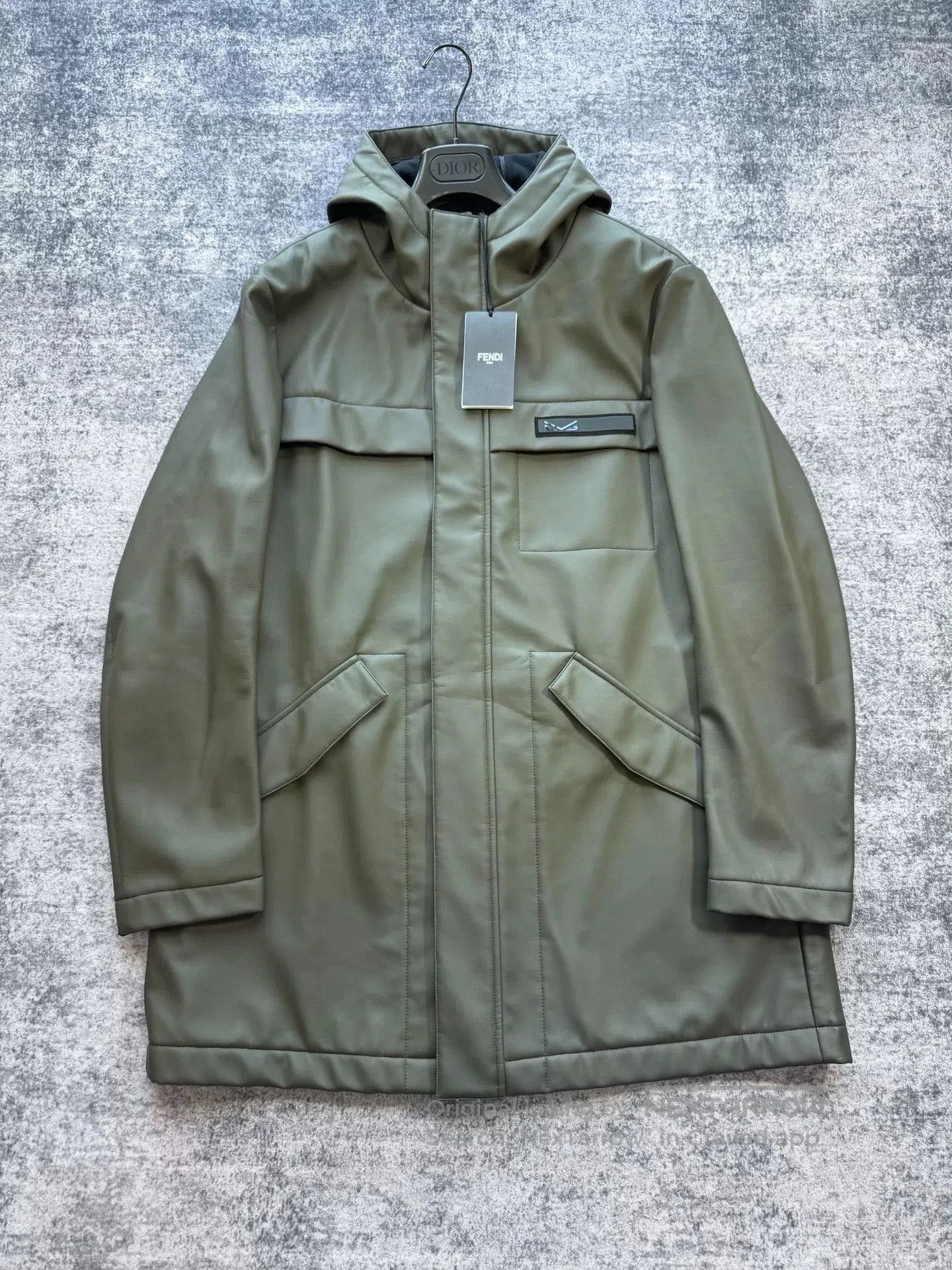 Fendi Fendi Green Eco Leather Hooded Coat. Size US L / EU 52-54 / 3 - 1 Thumbnail