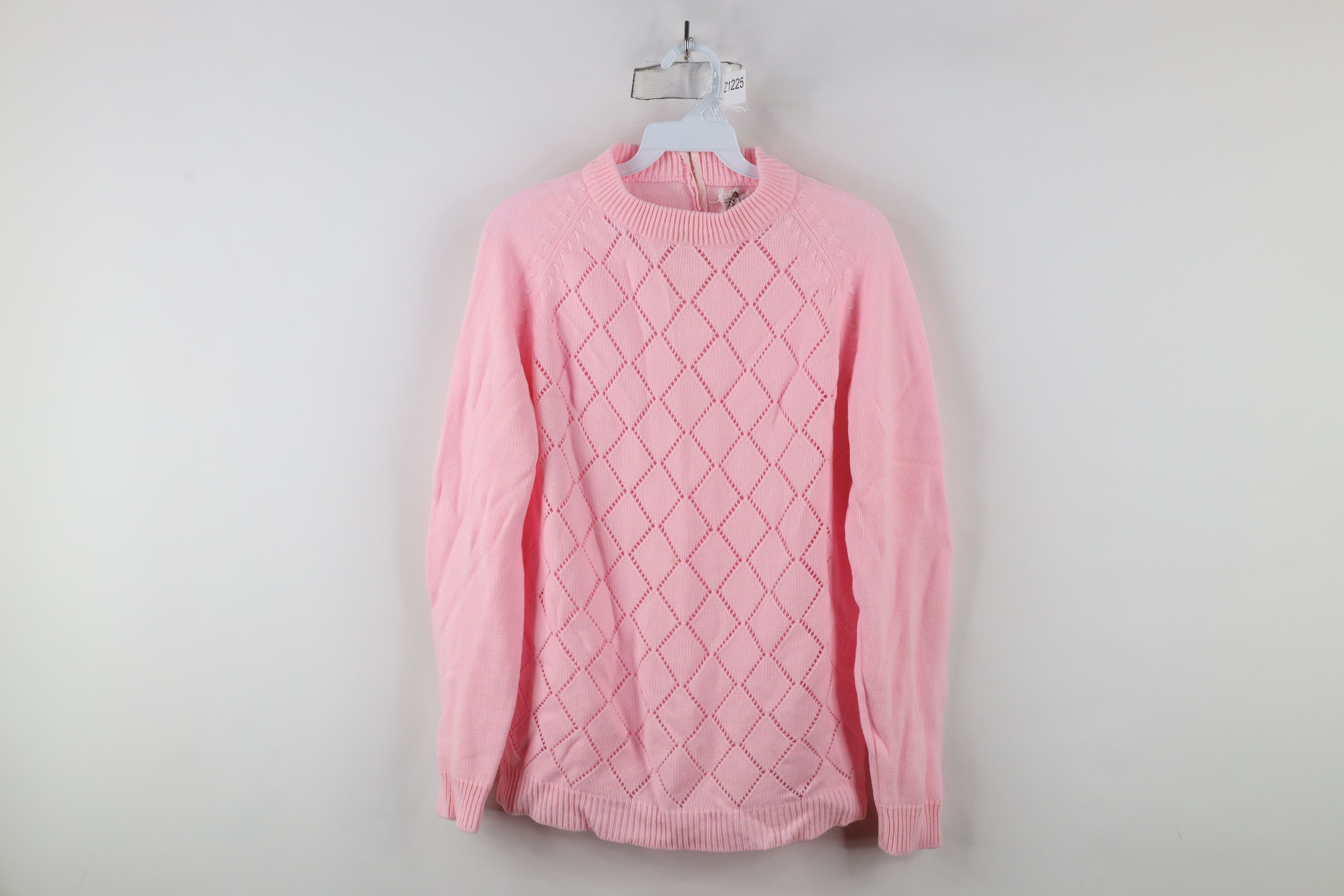 Vintage Vintage 70s Streetwear Diamond Knit Sweater Pink Size S / US 4 / IT 40 - 1 Thumbnail