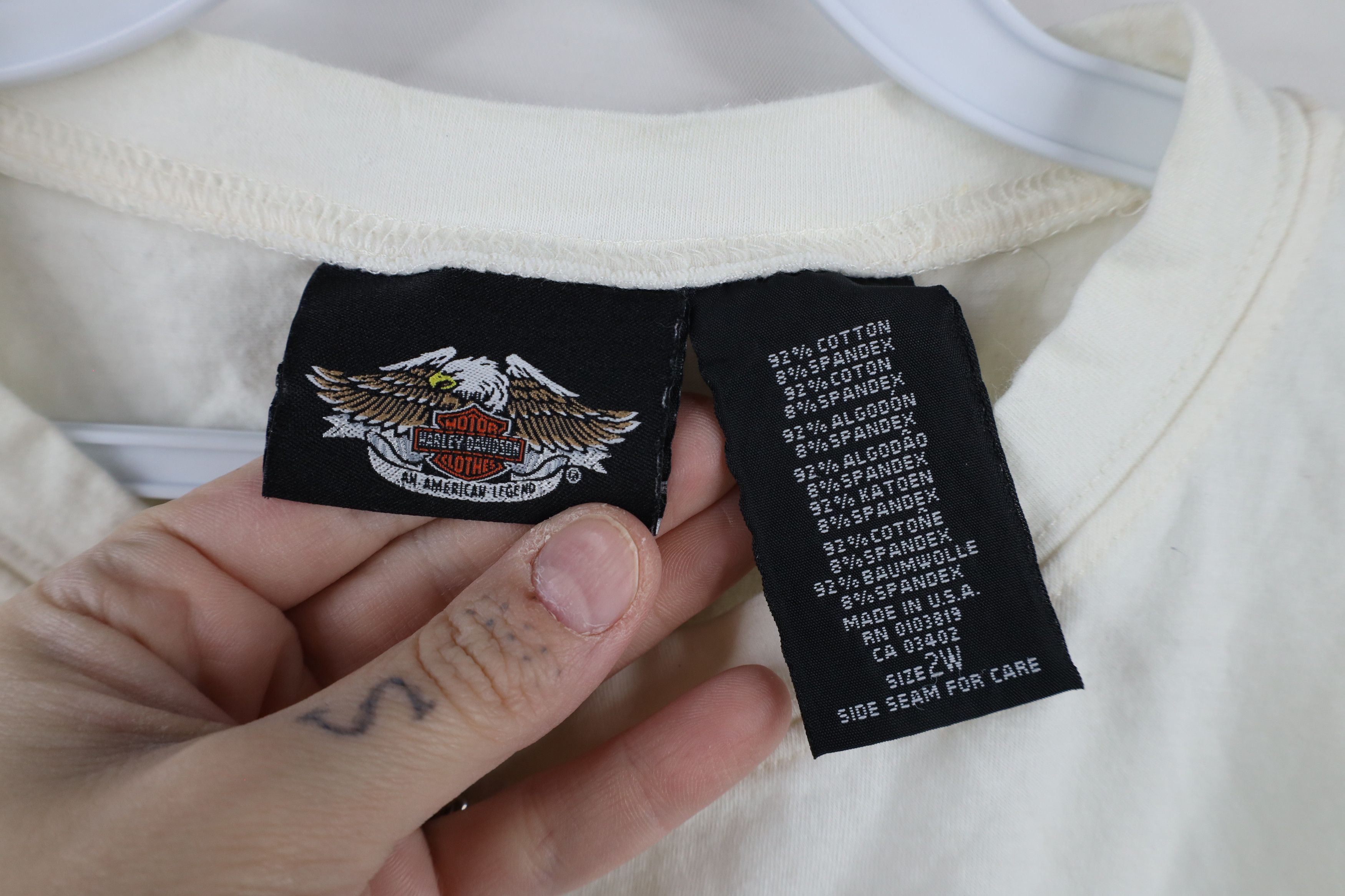Harley Davidson × Vintage Vintage Y2K Harley Davidson Tribal Flower T-Shirt Cream Size XXL / US 16-18 / IT 52-54 - 7 Thumbnail