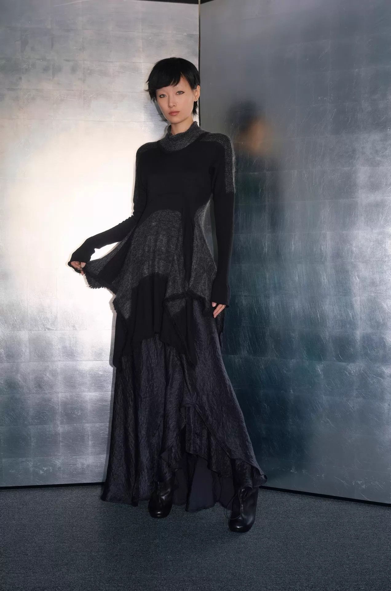 Other Italian Brand Color Blocked Irregular Hem Wool Mohair Angora Dress Size M / US 6-8 / IT 42-44 - 1 Thumbnail