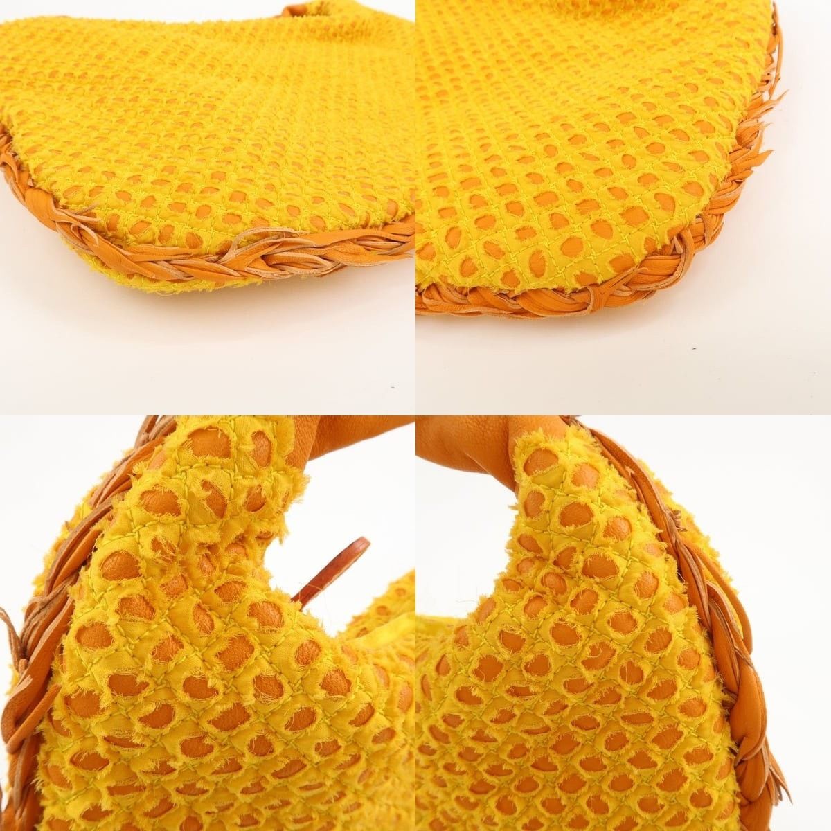 Bottega Veneta Bottega Veneta Hobo Cotton Shoulder Bag Yellow Size ONE SIZE - 5 Thumbnail