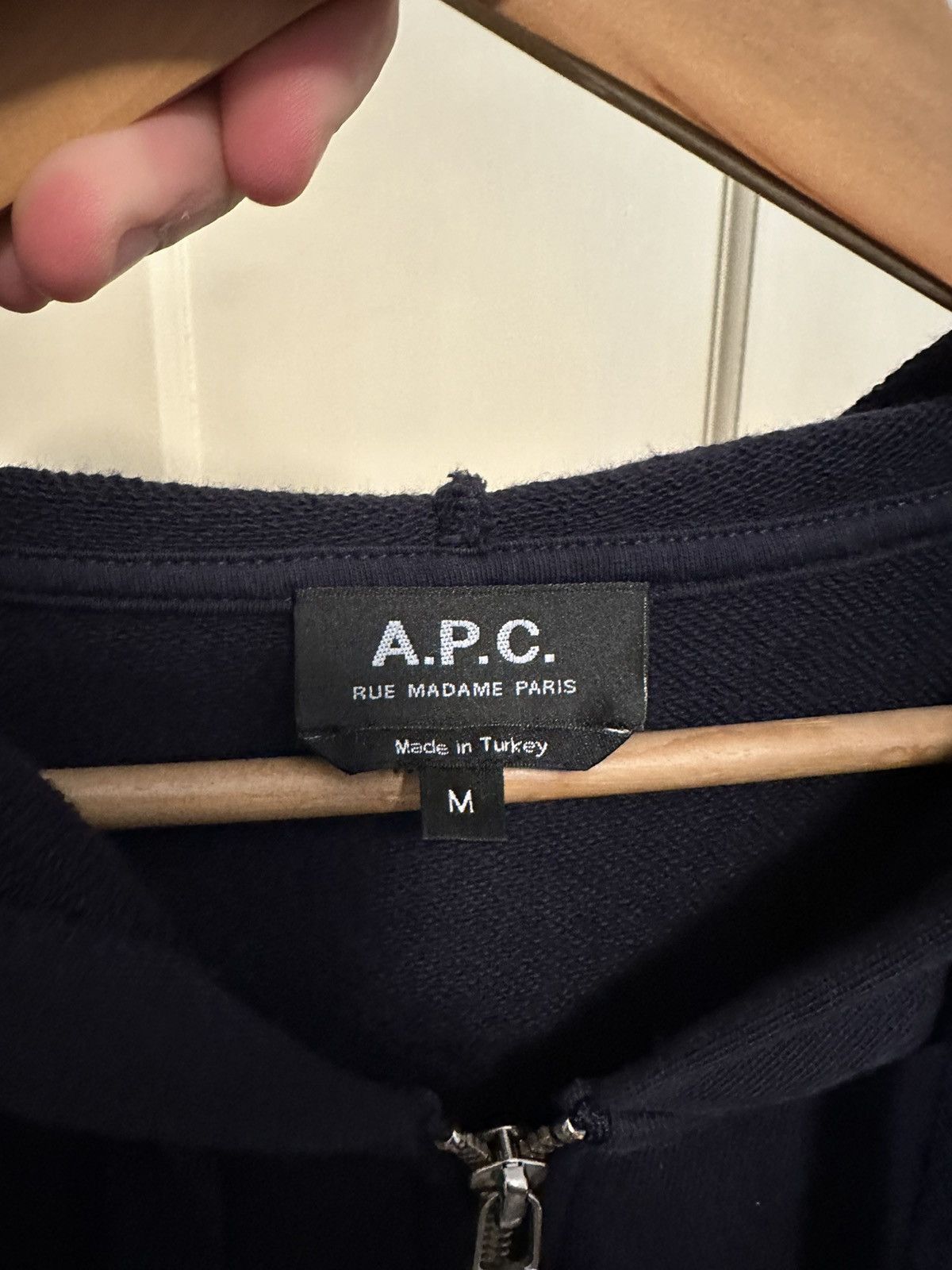A.P.C. A.P.C Navy Zip Logo Hoodie Size US M / EU 48-50 / 2 - 3 Thumbnail