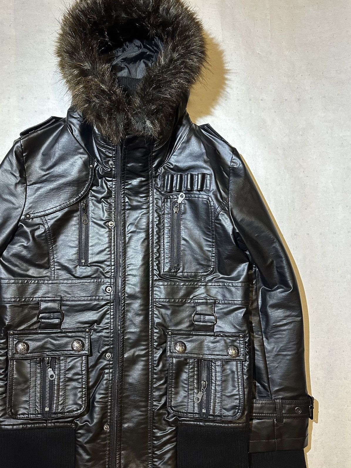 image of If Six Was Nine x In The Attic Tactical Leather Rider Jacket in Black, Men's (Size Medium)