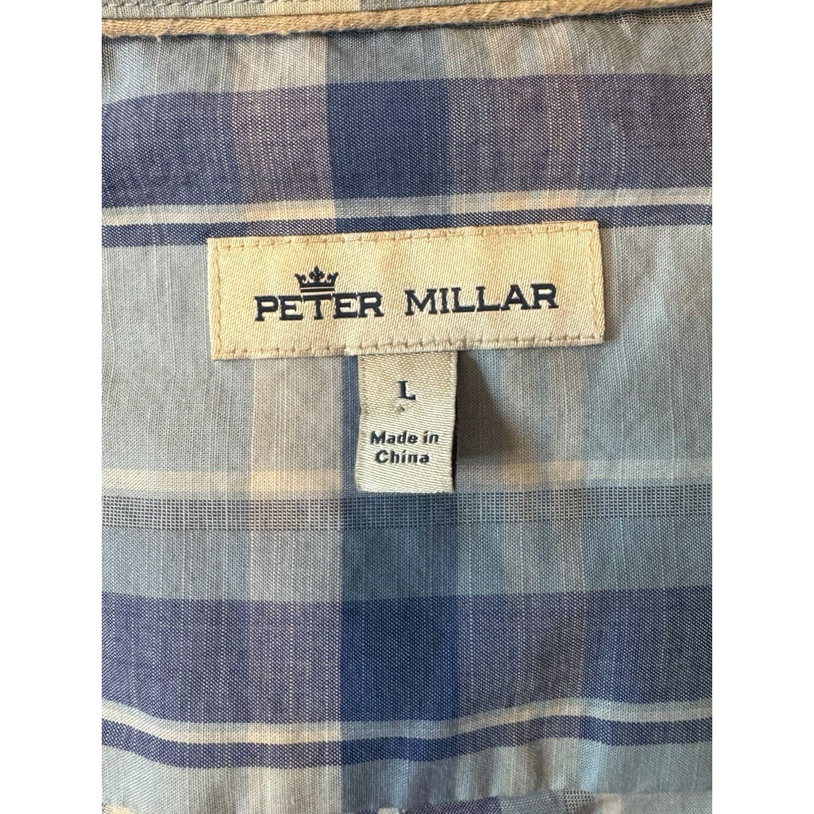 Peter Millar Peter Millar Shirt Blue Plaid Cotton/Spandex Spread Collar Size US L / EU 52-54 / 3 - 5 Thumbnail