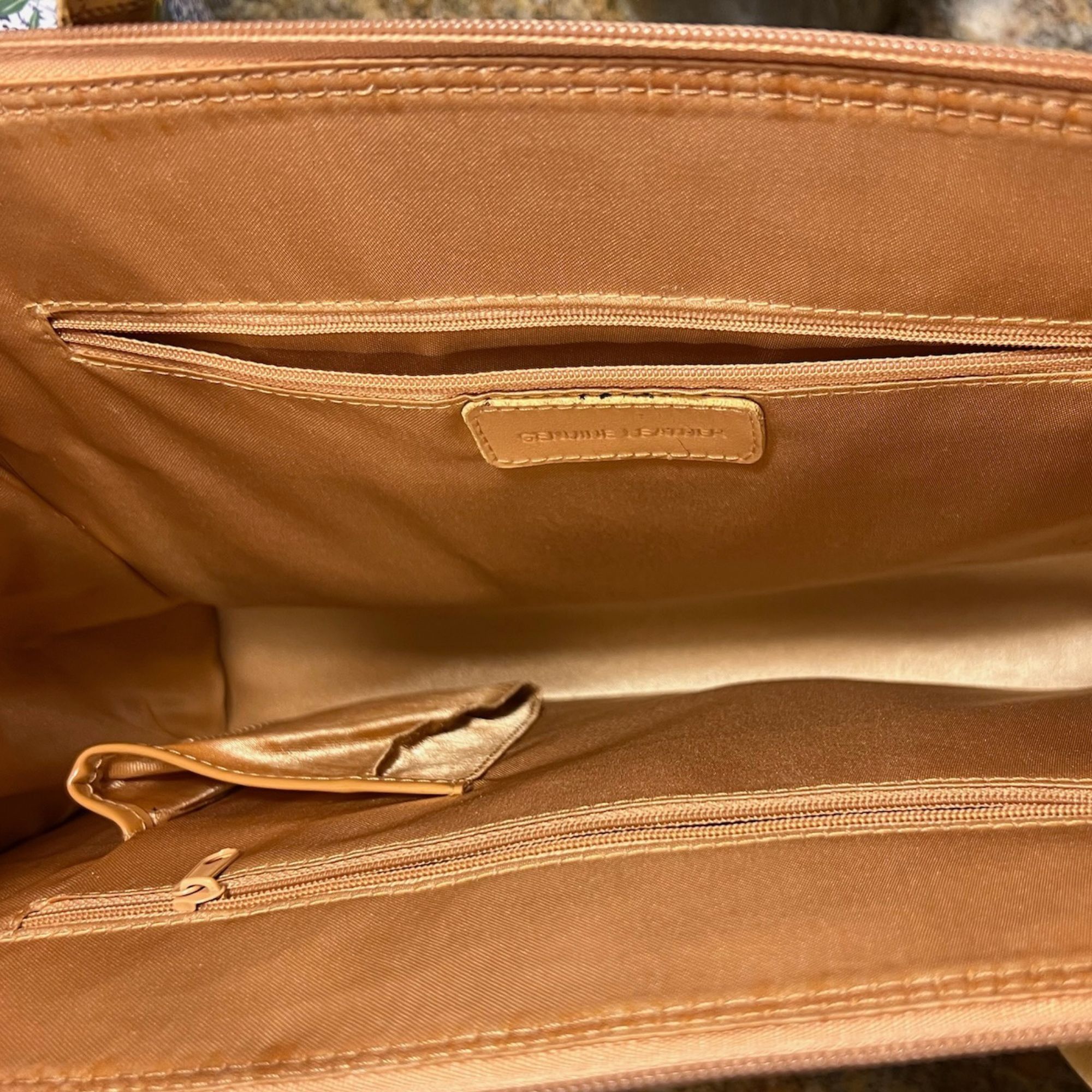 Other Tan Genuine Leather Handbag With Long Straps & Gold-Tone Har Size ONE SIZE - 5 Thumbnail