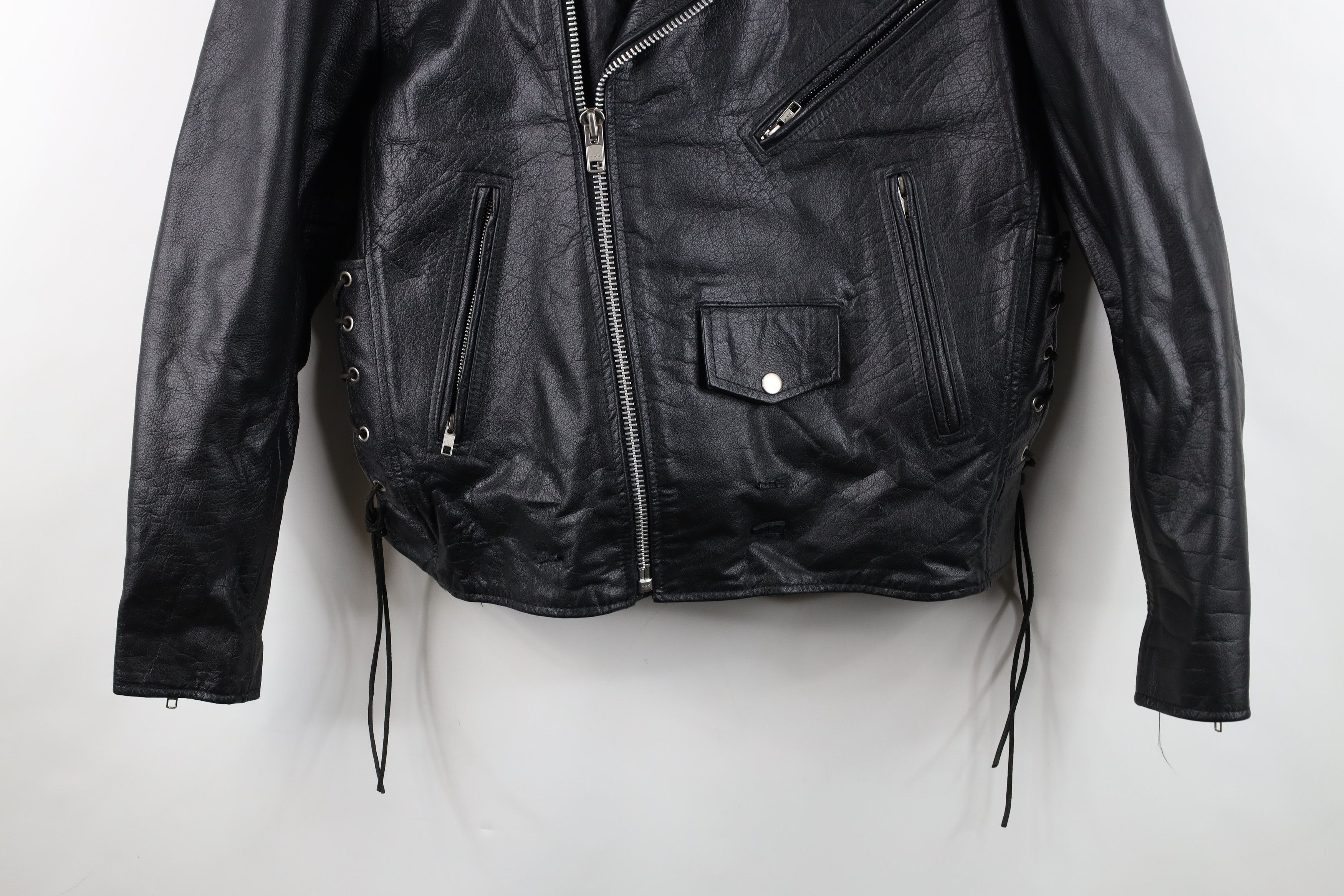 Vintage Vintage Lined Braided Leather Motorcycle Jacket Black Size US L / EU 52-54 / 3 - 3 Thumbnail