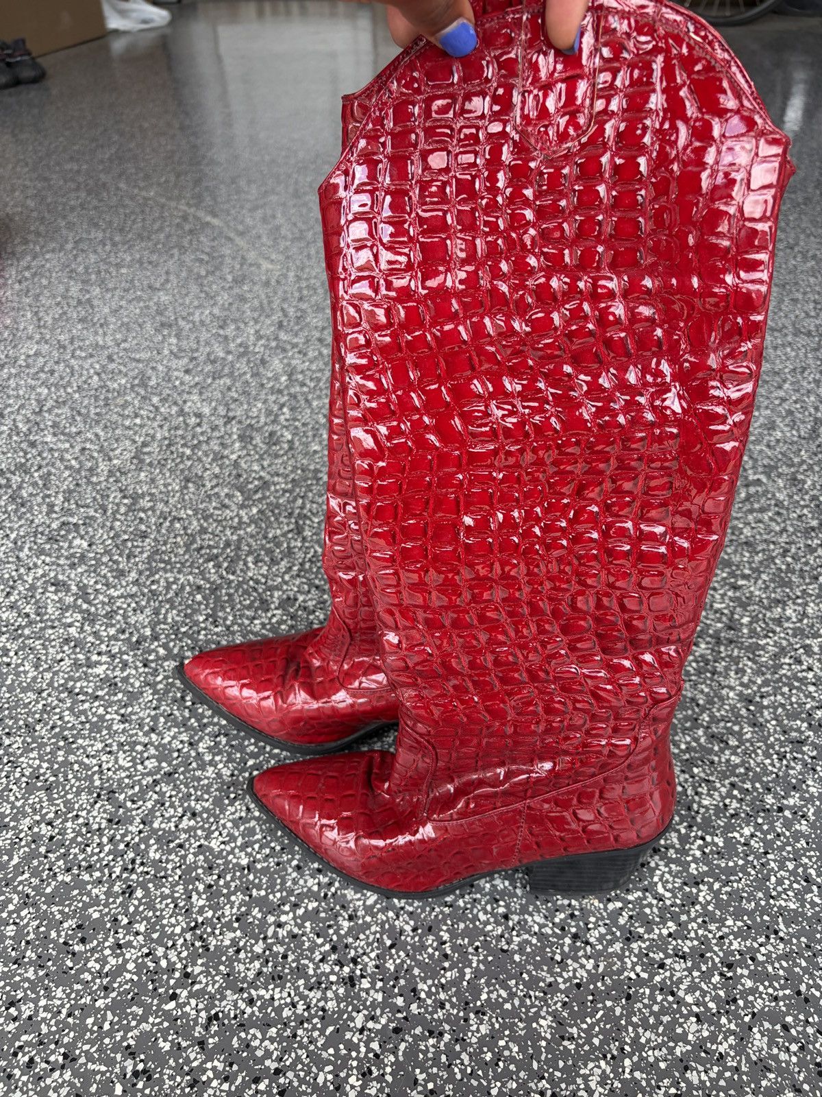 Other Faux Croc Knee High Cowboy Boots Size US 6.5 / IT 36.5 - 4 Thumbnail