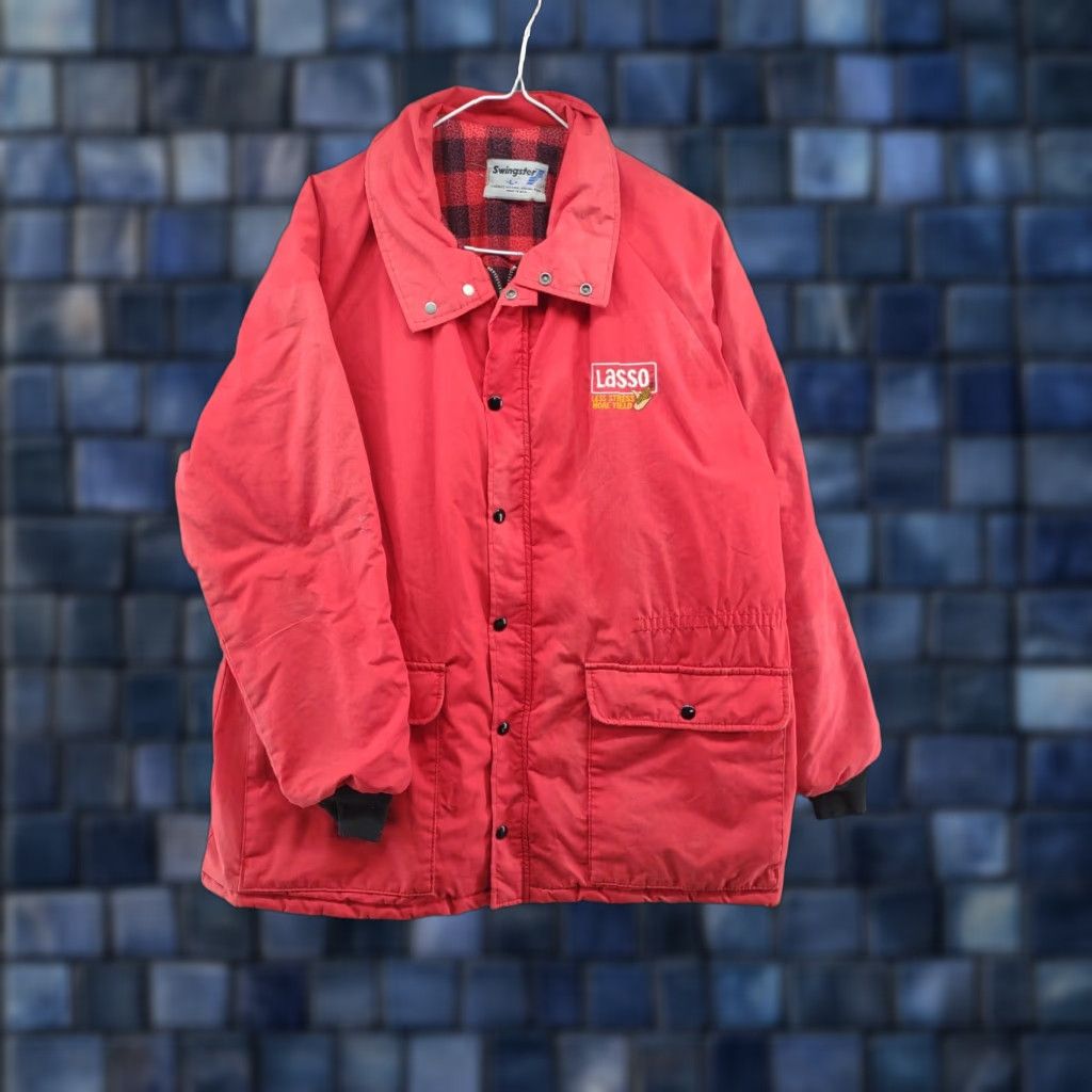 Vintage VINTAGE Swingster Jacket Main Selling Point Lasso Seed Plaid Full Zip Men SZ L USA Farm Size US L / EU 52-54 / 3 - 1 Thumbnail