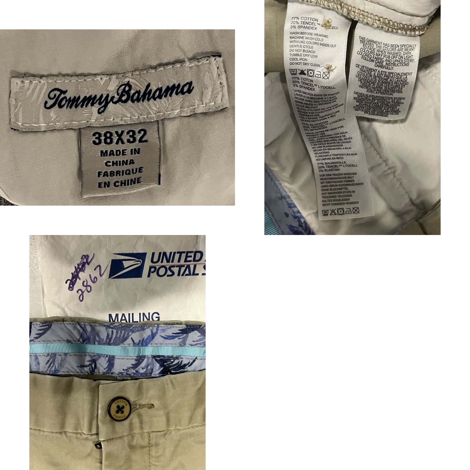 Tommy Bahama Tommy Bahama Pants Men 38x32 Straight Fit Flat Front Beig e Cotton Lyocell Spandex Chino Pockets Machine Washable Casual Vintage No Size US 38 / EU 54 - 8 Thumbnail