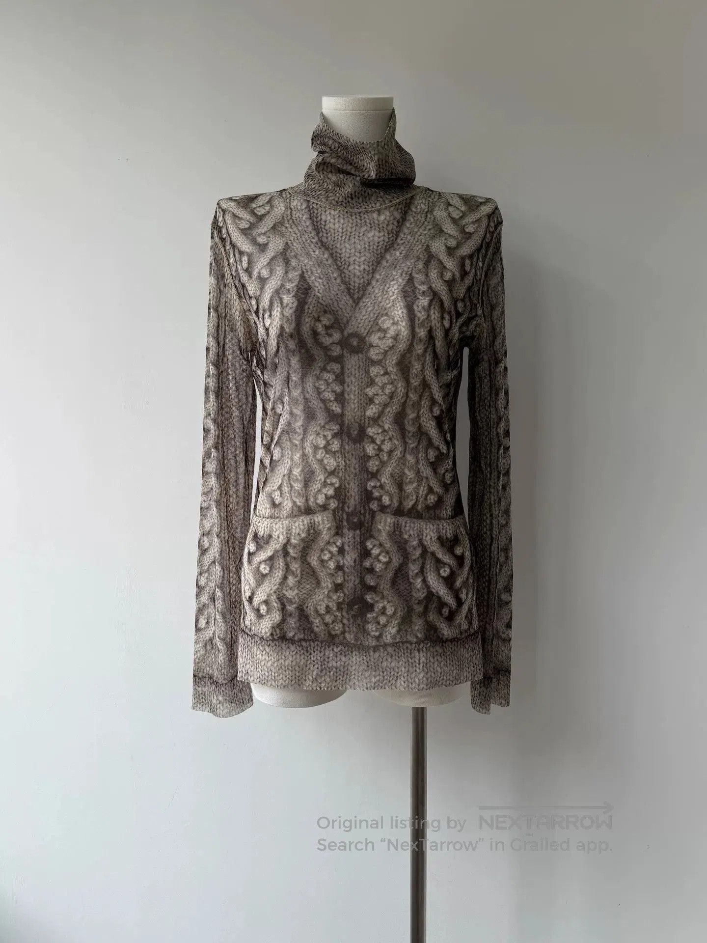 Jean Paul Gaultier Jean Paul Gaultier Sheer Knit High Collar Sweater. Size L / US 10 / IT 46 - 2 Thumbnail