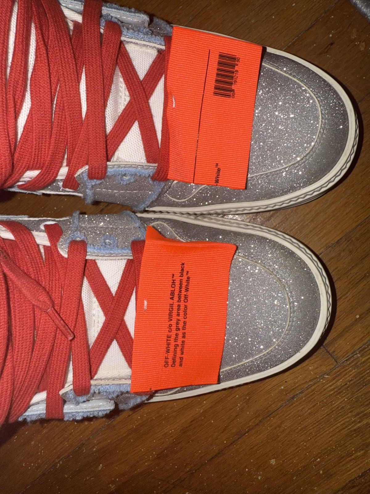 Off-White Off white hi top glitter sneakers Size US 12 / EU 45 - 1 Thumbnail