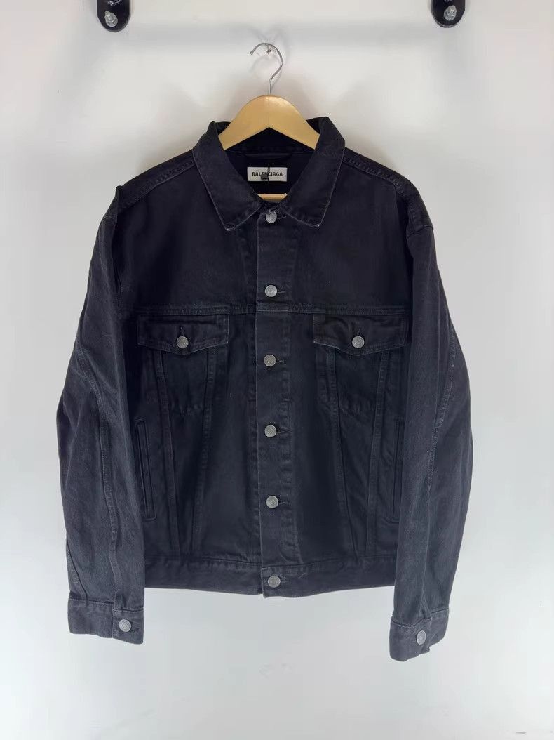 Balenciaga Balenciaga Black Denim Jacket with Rhinestone Logo-2505 Size XS / US 0-2 / IT 36-38 - 2 Thumbnail