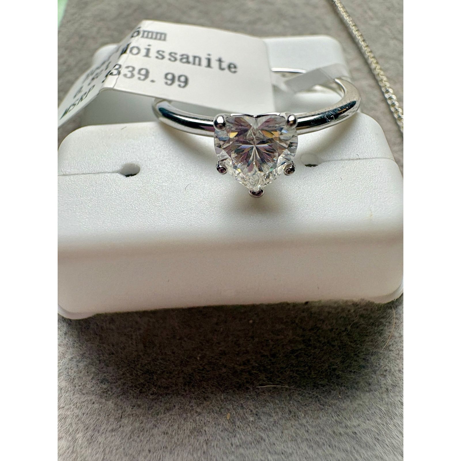 Jewelry Moissanite Heart 3PC Set: Ring, Necklace & Earrings - Silver Size ONE SIZE - 3 Thumbnail