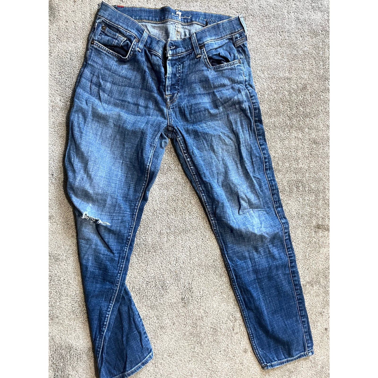 7 For All Mankind VINTAGE 7 For All Mankind Womens Josefina Distressed Skinny Jeans Size 26 Blue Female Size 26" / US 2 / IT 38 - 4 Thumbnail
