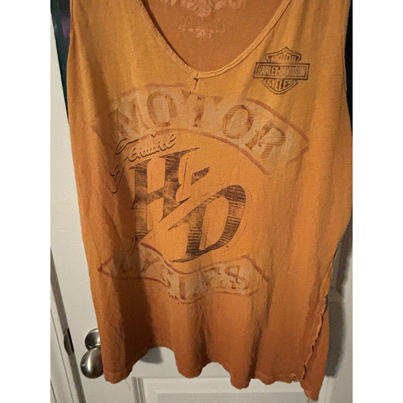 Other Vintage y2k orange motorcyles harley davidson ladies top OS Size US L / EU 52-54 / 3 - 4 Thumbnail