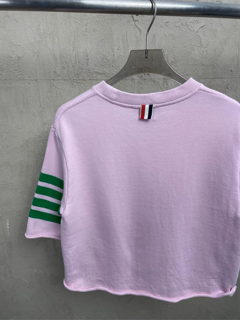 Thom Browne Thom browne Pink and green four-striped short short-sleeved Size XS / US 0-2 / IT 36-38 - 4 Thumbnail