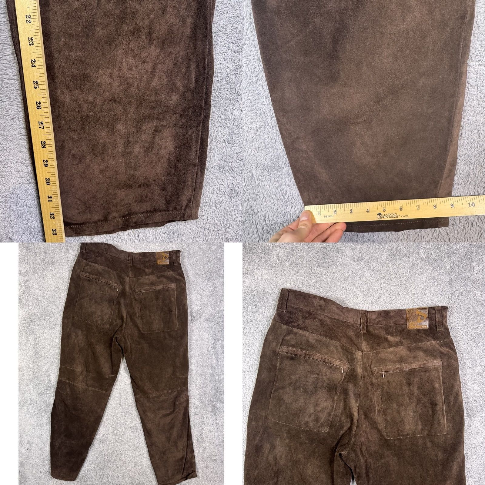 Vintage VINTAGE Davoucci Leather Pants Mens 36x33 Suede Brown Heavyweight Y2K Trouser Size US 36 / EU 52 - 9 Thumbnail