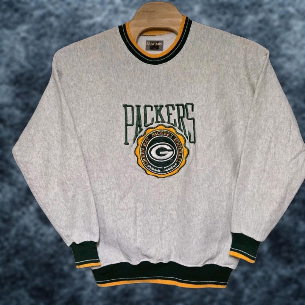 NFL VINTAGE NFL Green Bay Packers Sweatshirt Mens XL Gray 90s Football Rare Embroidered Logo Pullover Size US XL / EU 56 / 4 - 1 Thumbnail