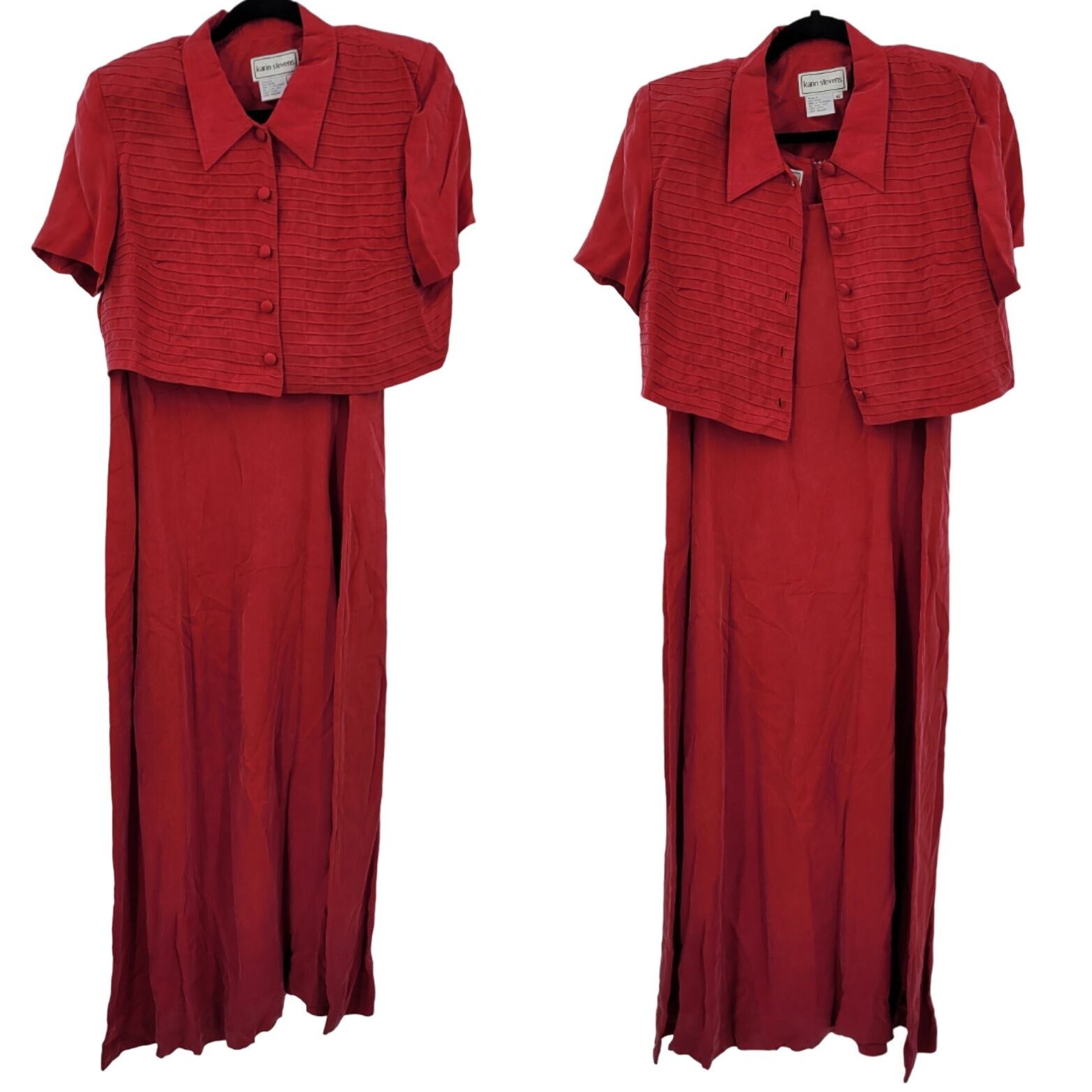 Vintage Karin Stevens Red Sleeveless Modest Maxi Dress 16 2pc Set Pl Size XXL / US 16-18 / IT 52-54 - 1 Thumbnail