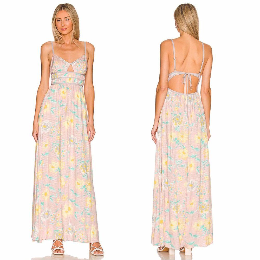 NWT New $148 Free People Wisteria Maxi Light Combo Dress Si