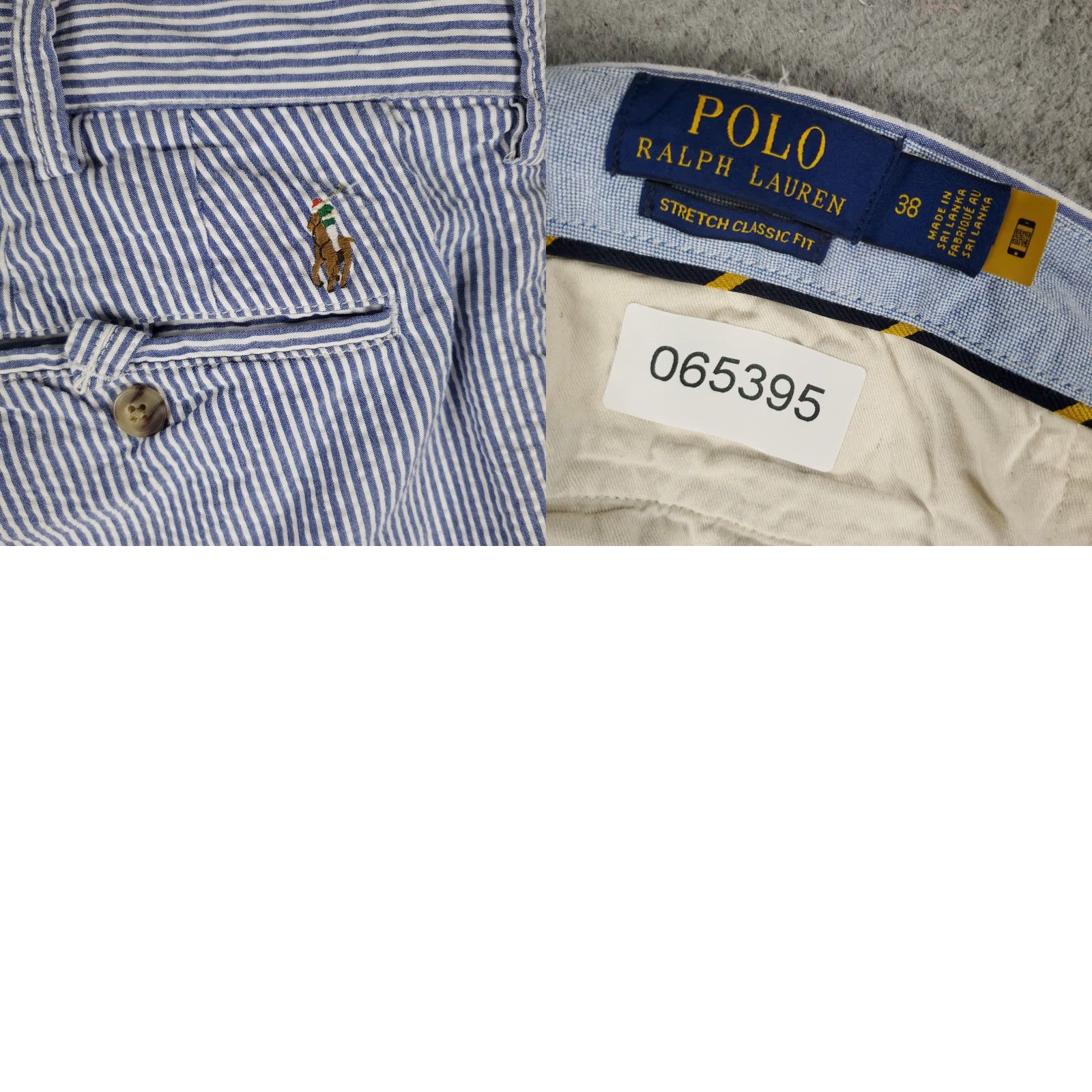 Ralph Lauren Ralph Lauren Shorts Mens 38 Blue White Striped Chino Flat Front Casual Flat Front Chino Size US 38 / EU 54 - 8 Thumbnail