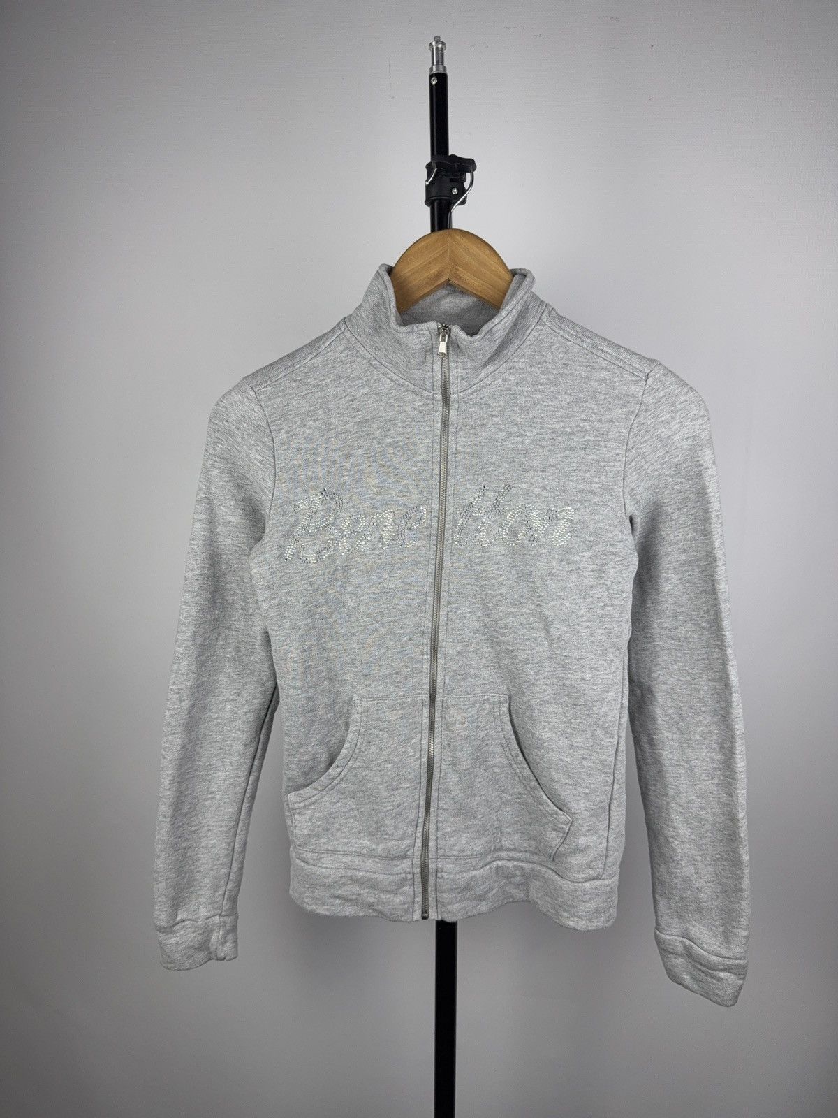 United Colors Of Benetton Benetton Zip Hoodie with Rhinestone Logo – Light Grey Size XS / US 0-2 / IT 36-38 - 1 Thumbnail
