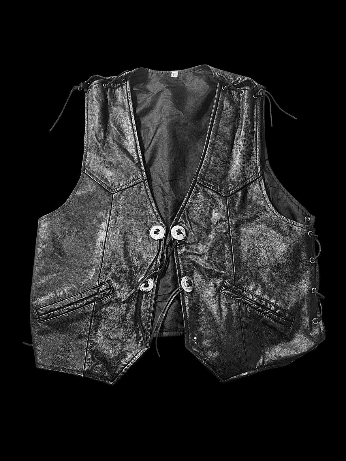 Vintage Vintage leather vest biker moto Size US L / EU 52-54 / 3 - 2 Thumbnail