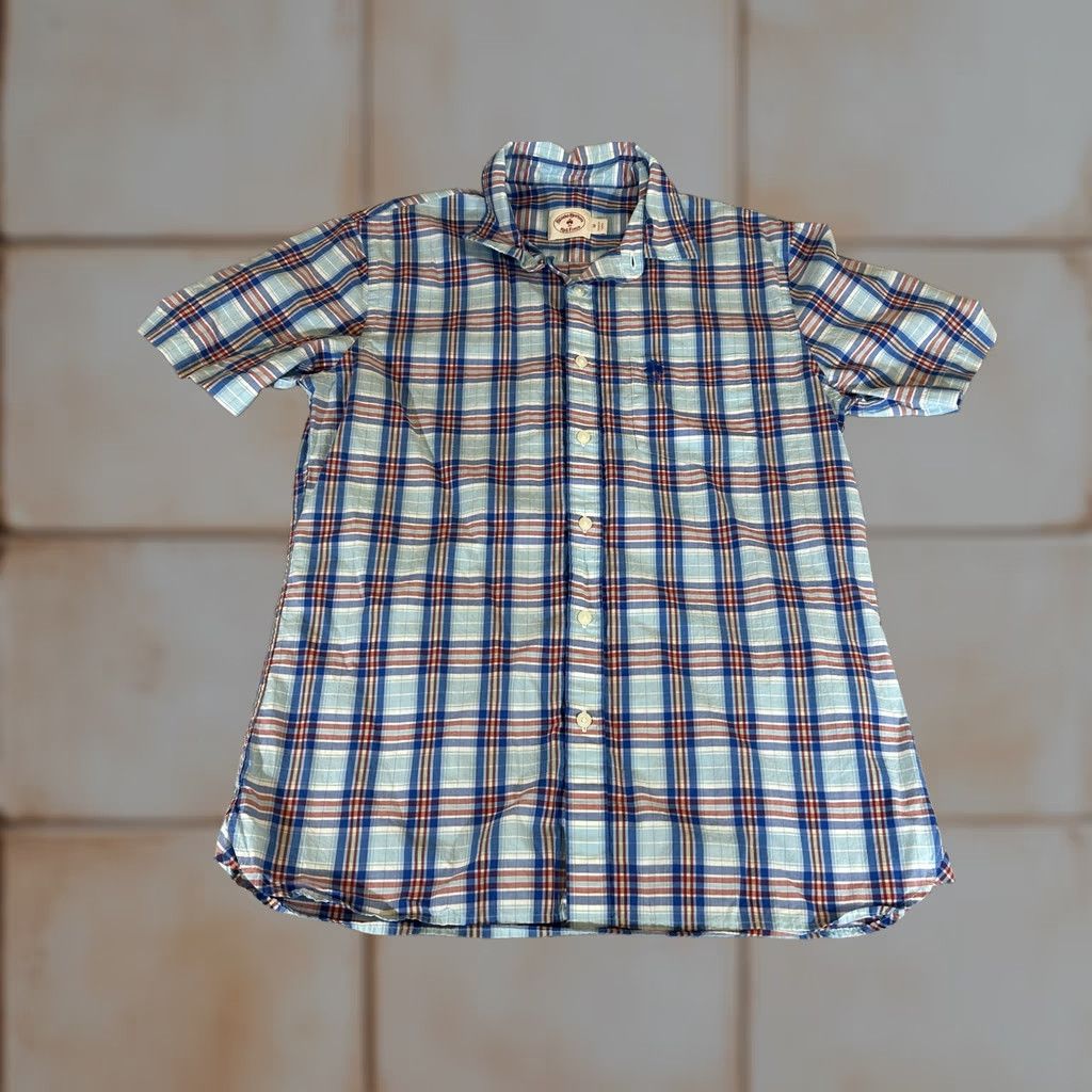 Brooks Brothers Brooks Brothers Shirt Mens M Blue Plaid Short Sleeve Button Up Camp Casual Fleece Red Sheep Logo Pocket Embroidered Button-Down Collar Vintage No Size US M / EU 48-50 / 2 - 1 Thumbnail