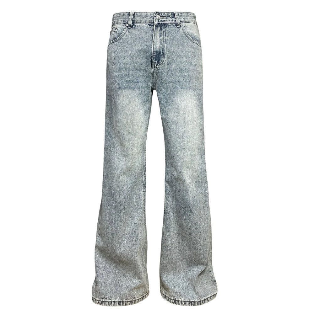 Jean Retro men's cleanfit distressed washed loose flared jeans Size US 32 / EU 48 - 1 Thumbnail