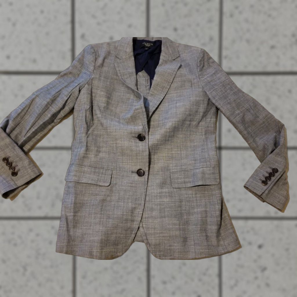 Talbots Womens Talbots Jacket 6P Petite Gray Gray Cotton Blazer Jacket Blazer Womens 6P Petite Talbots Gray Cotton Blazer Size M / US 6-8 / IT 42-44 - 1 Thumbnail