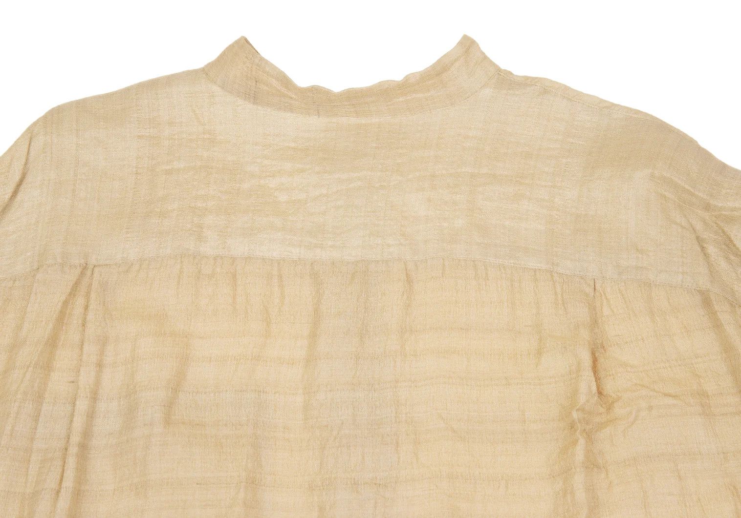Issey Miyake Silk Mao Collar Shirt in Beige, Size L Size US L / EU 52-54 / 3 - 10 Thumbnail