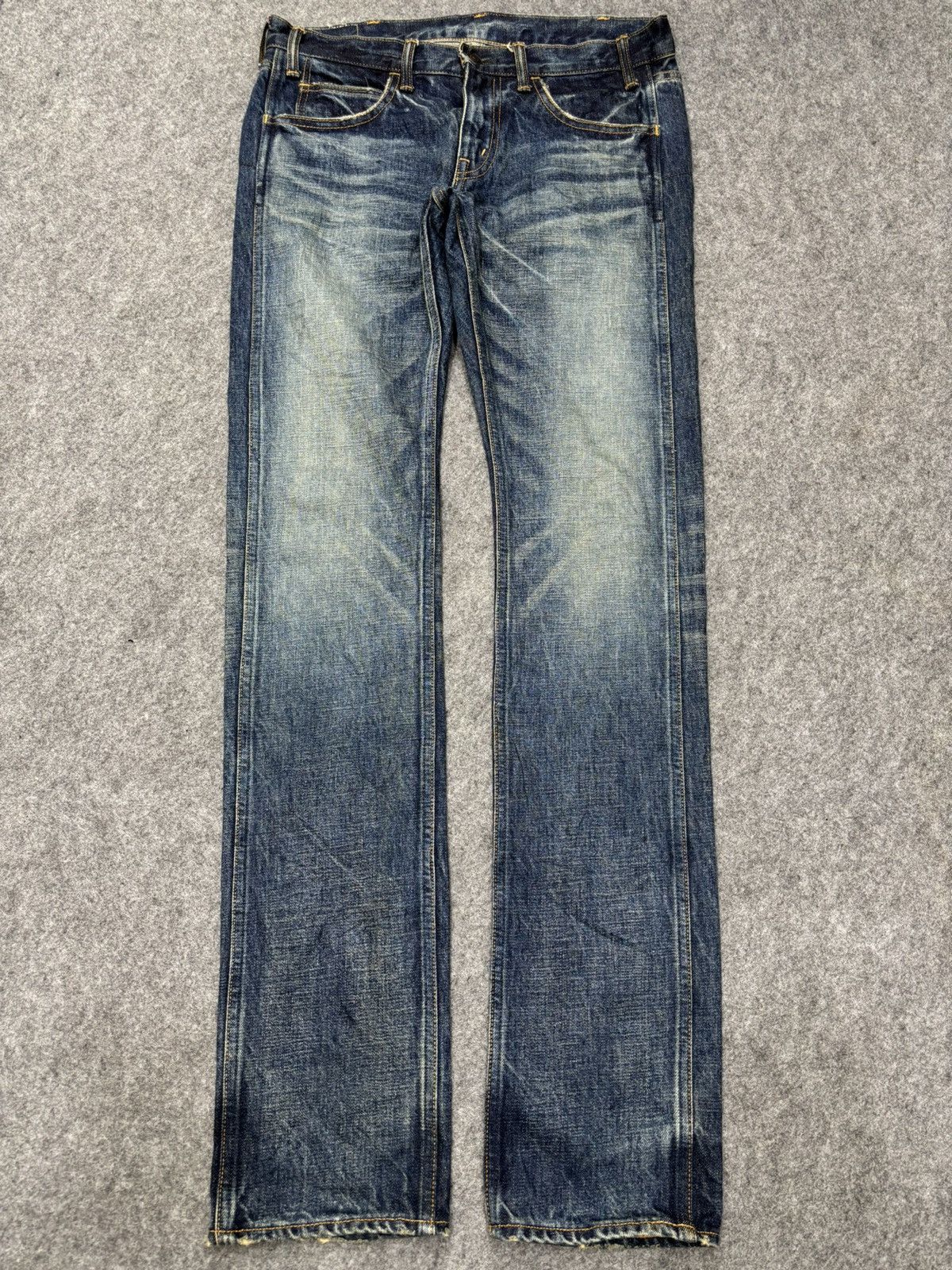 Japanese Brand 💥90s Denim Character💥DDRD Skinny Blue Wash Denim F640 Size US 33 - 23 Thumbnail