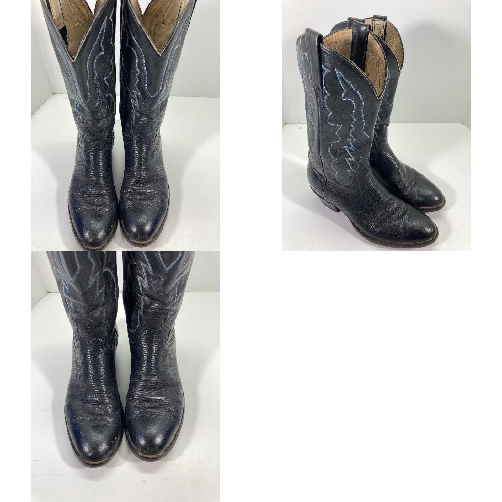CO VINTAGE Adams Boot Co Boots Men Size 8 D Black Leather Western Cowboy Rodeo Classic Boots Mens Size US 8 / EU 41 - 9 Thumbnail