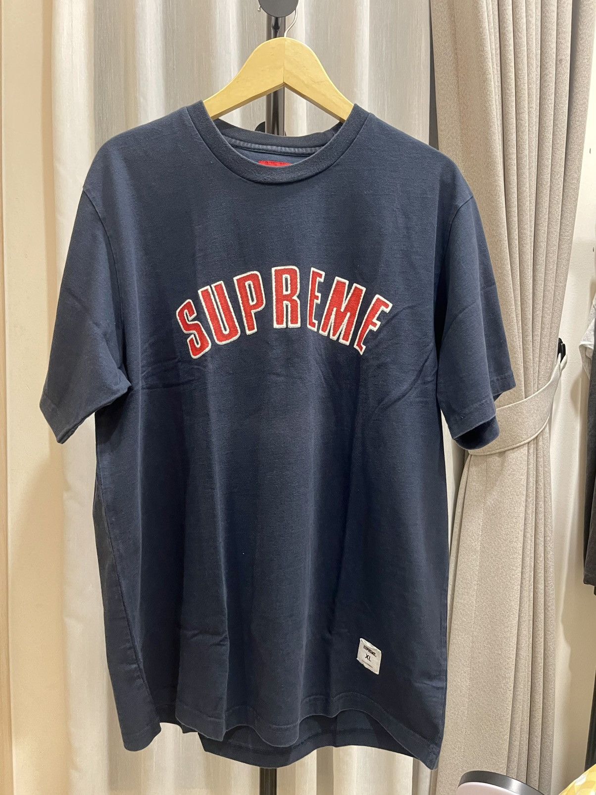 Supreme Supreme Cracked Arc S/S Top Navy Size US XL / EU 56 / 4 - 2 Thumbnail