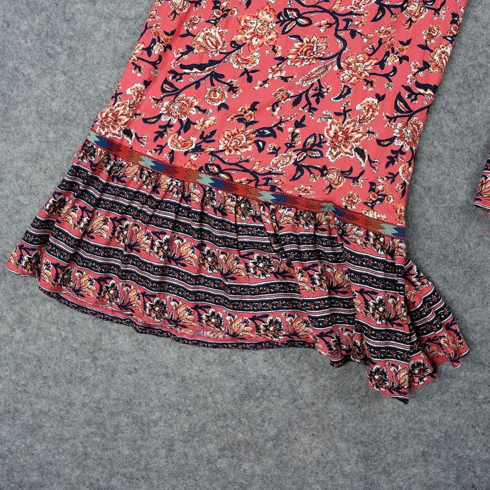 Bell Angie Blouse Shirt Womens Large Pink Floral Boho Bell Sleeve Smocked Square Neck Peasant Rayon L Size L / US 10 / IT 46 - 6 Thumbnail