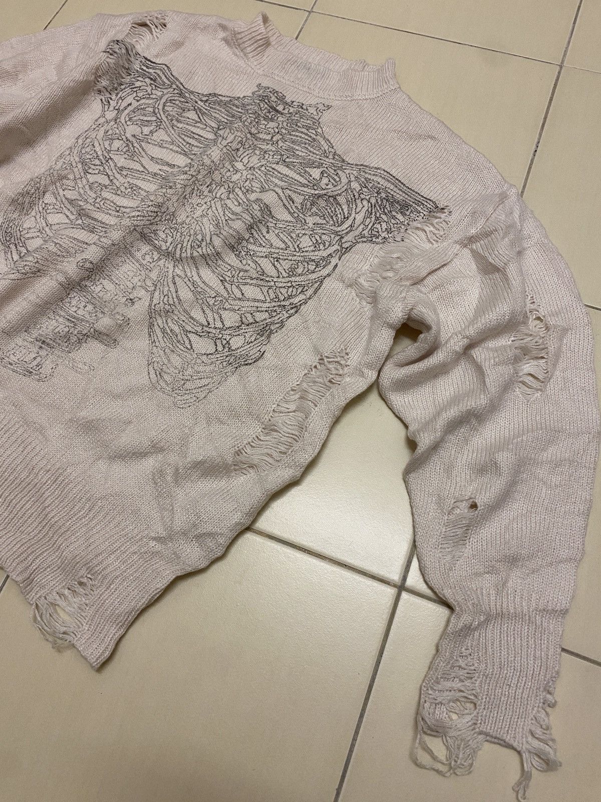 Japanese Brand Dirally Distressed Knit Upper Body Bones Sweater Size M / US 6-8 / IT 42-44 - 3 Thumbnail