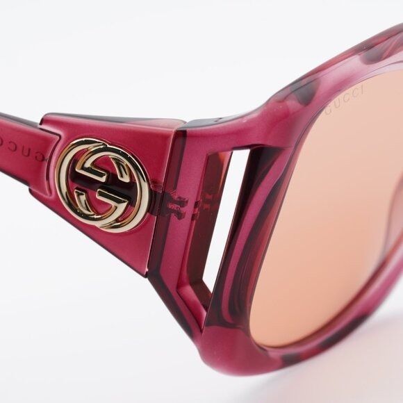 Gucci Gucci GG0875S 003 Sunglasses Burgundy Square Frame, Orange Size ONE SIZE - 5 Thumbnail
