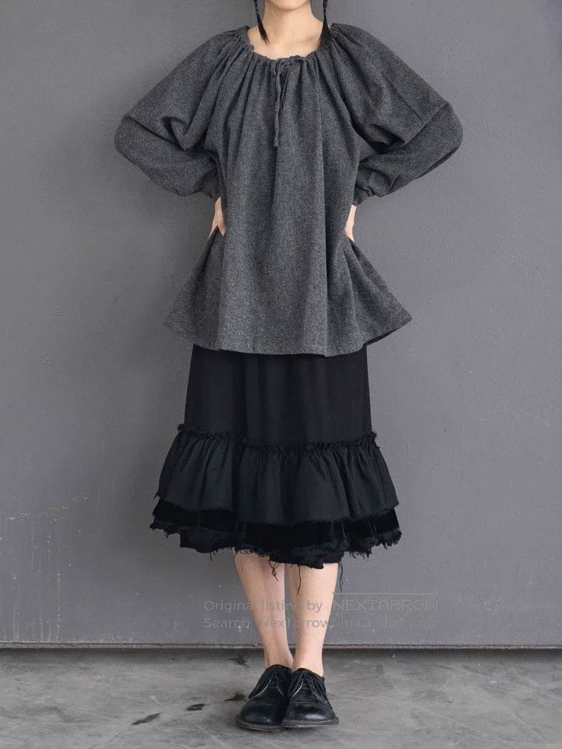 Comme des Garcons Comme Des Garcons Wool velvet lace half skirt Size 23" - 2 Thumbnail