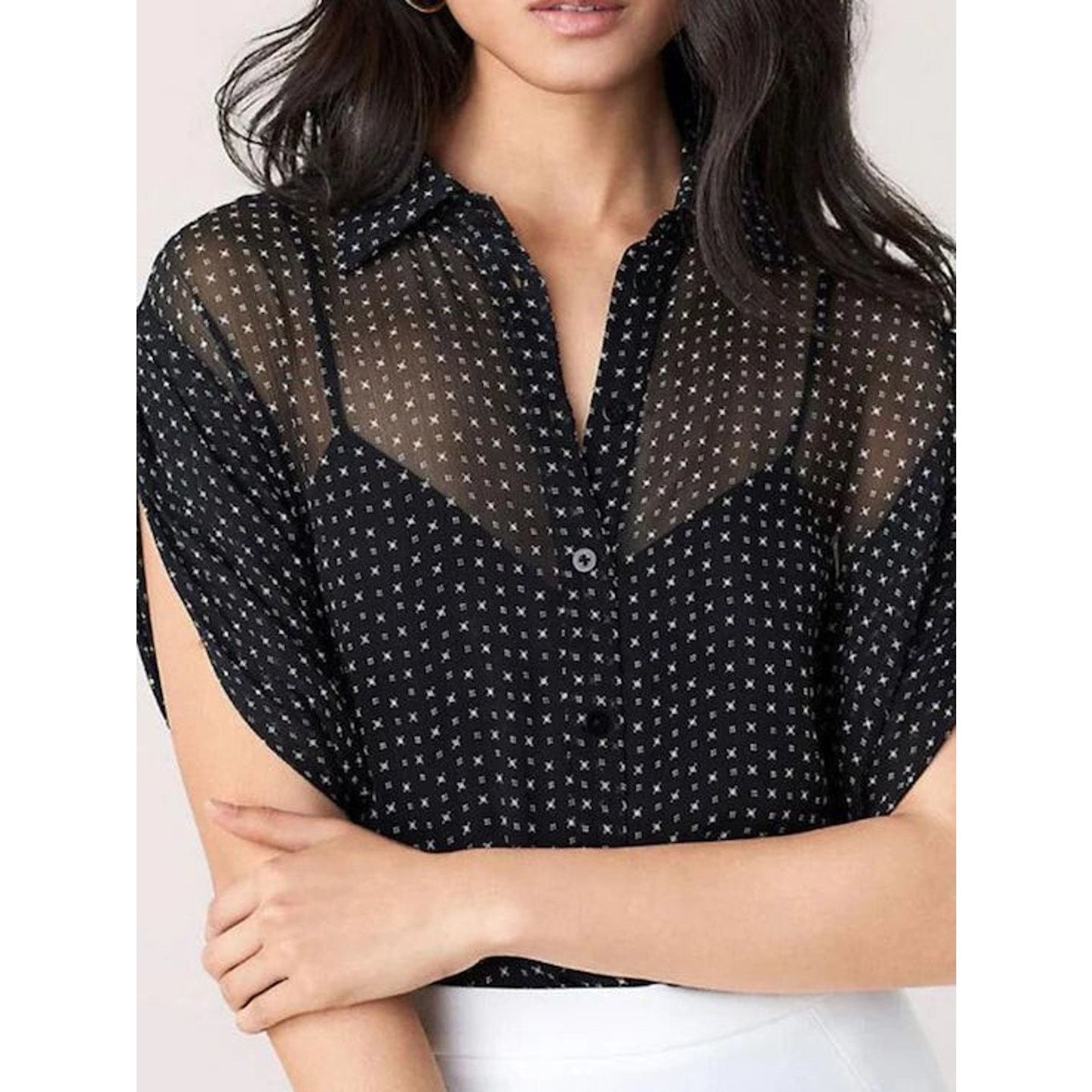 Diane von Furstenberg DIANE VON FURSTENBERG DVF BEATRIZ GEO Silk GRID L A002001 Size L / US 10 / IT 46 - 2 Thumbnail